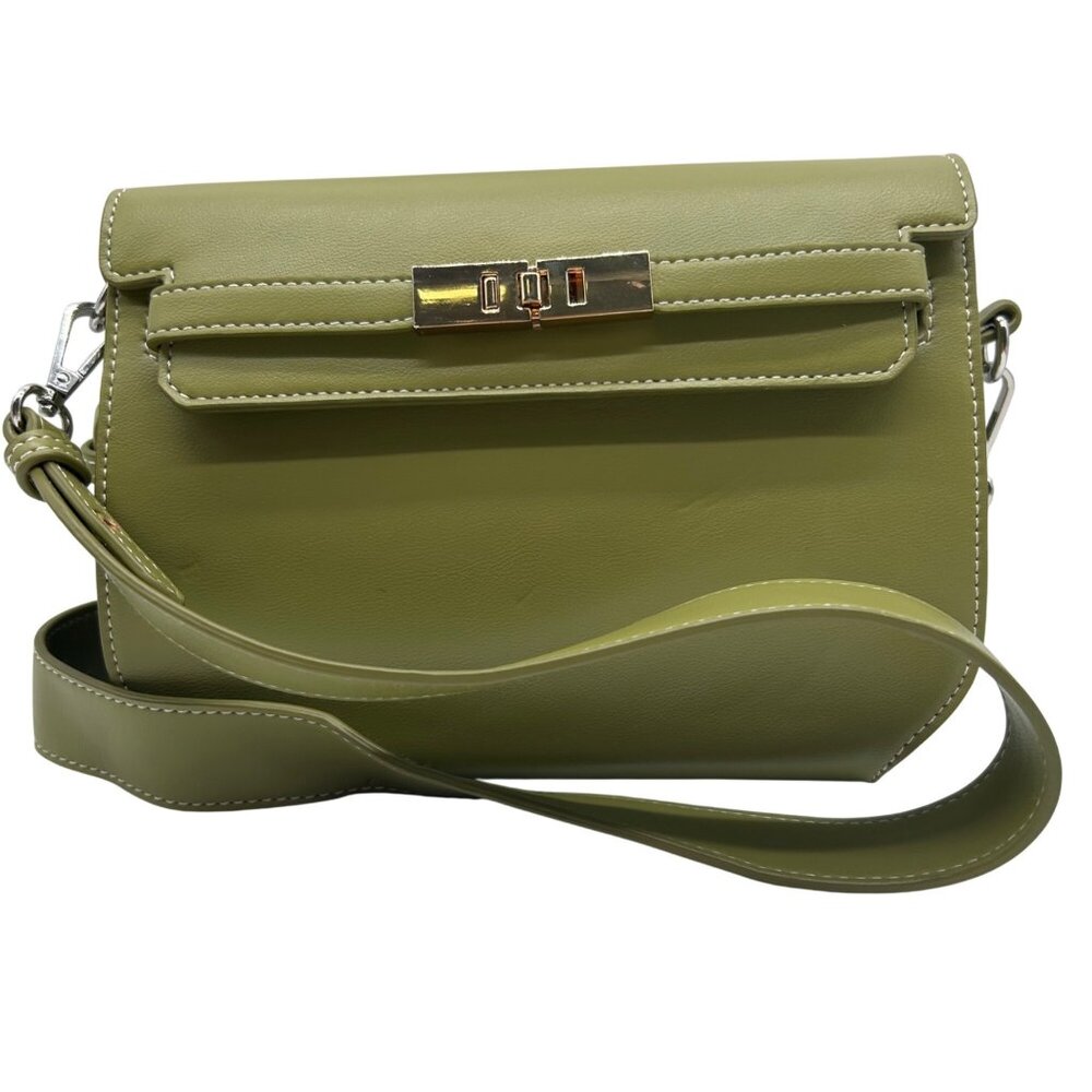 MMS Green Leather Crossbody Bag